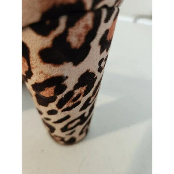 LULUS - LEOPARD Faux Suede ANKLE STRAP Open-Toe HEELS sz 7.5 see pic for wear - Picture 7 of 9